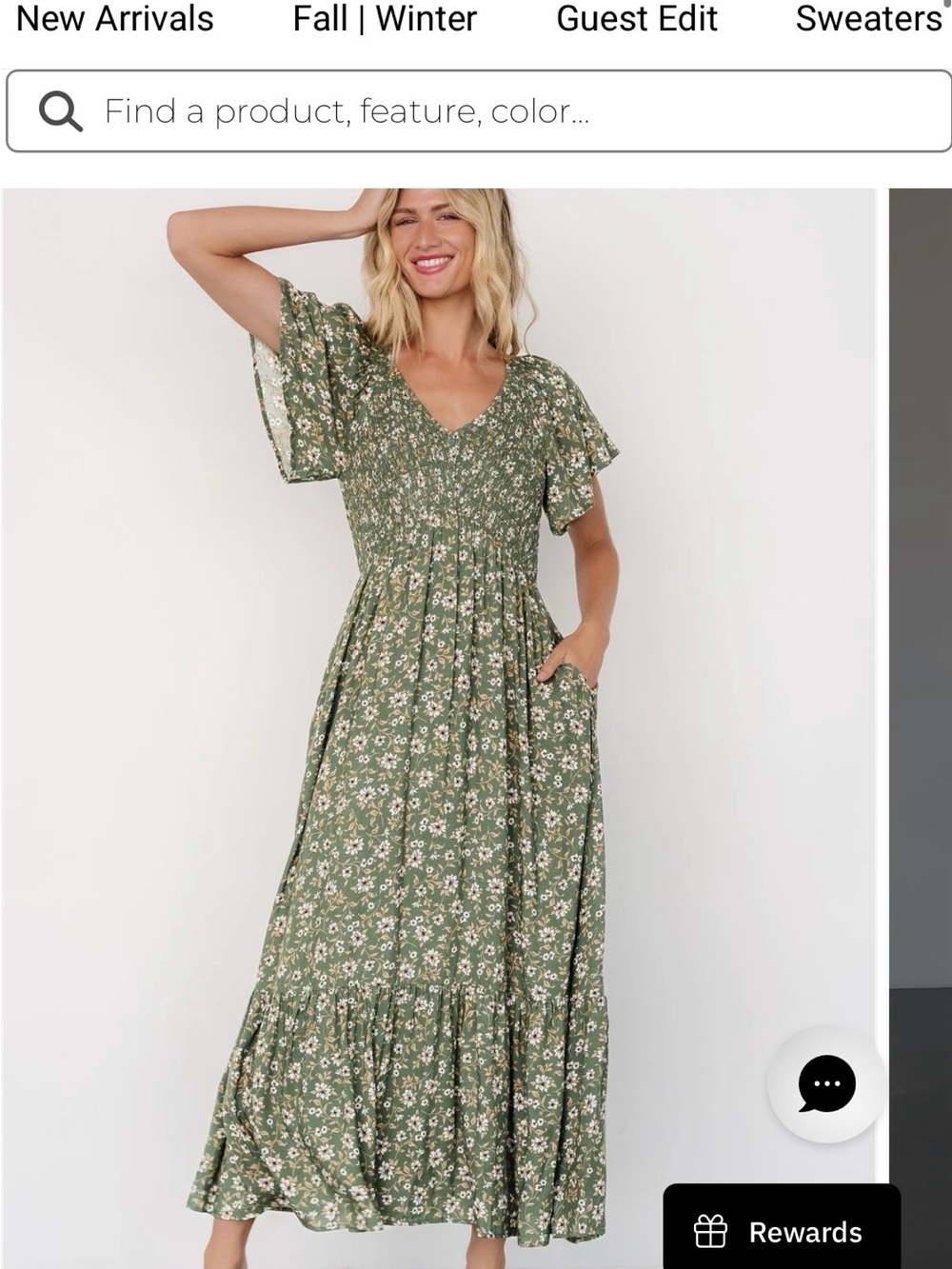 Baltic Born Olive Green Floral Maxi Dress